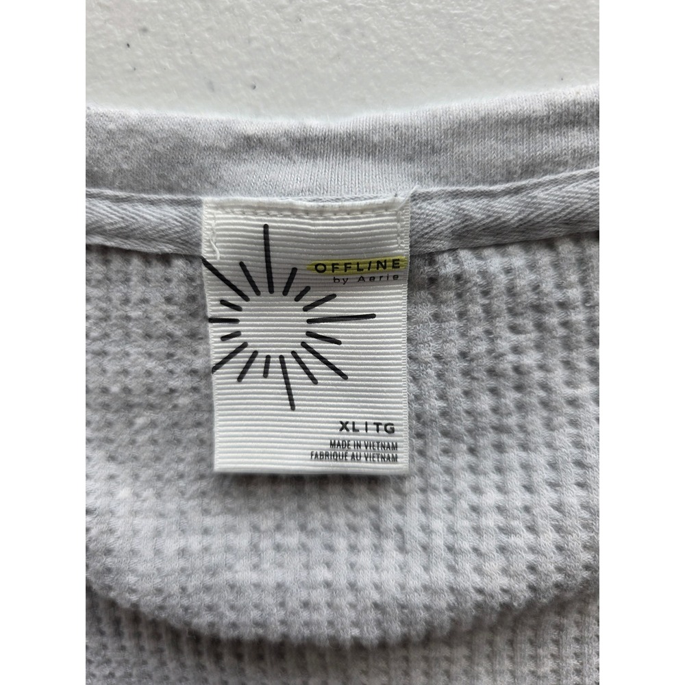 OFFLINE by Aerie Wow Waffle Knit Oversized Top XL Long Sleeves Thumbholes Gray - Picture 11 of 14